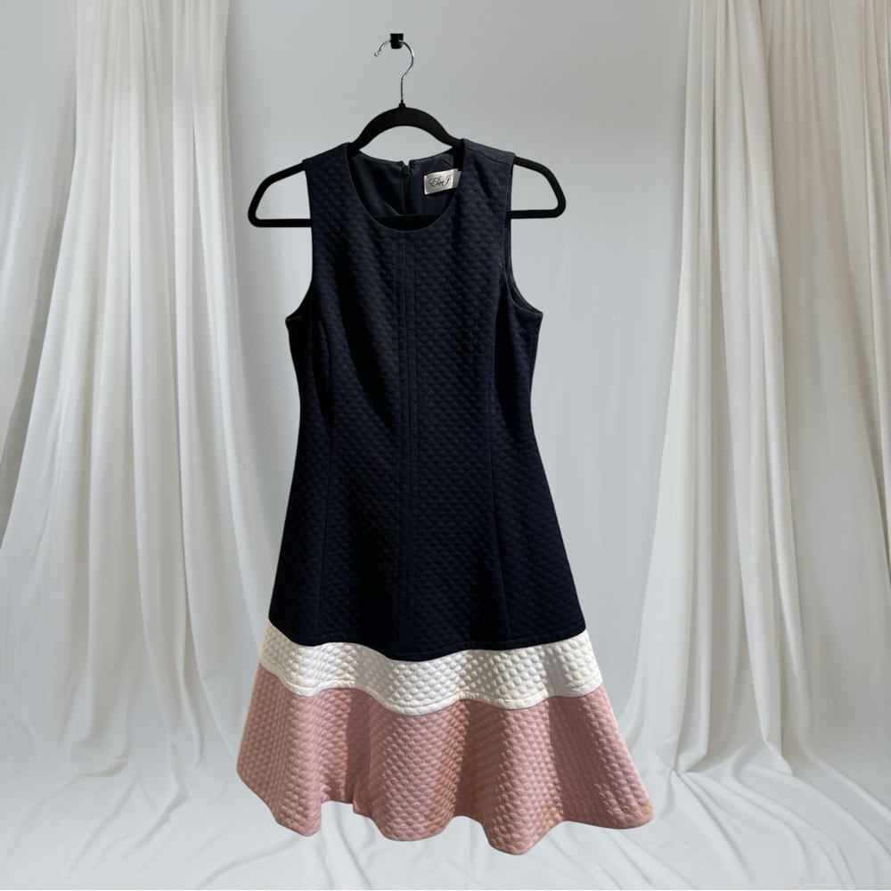 Eliza J Black and Pink Colorblock Midi Dress